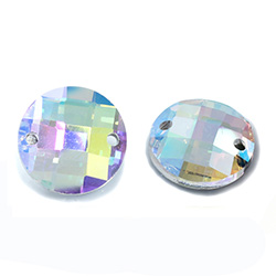 Asfour Crystal Flat Back Sew-On Stone - Round CheckTop 14MM CRYSTAL AB
