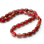 Gemstone Bead - Smooth Oval 09x6MM SEA SEDIMENT JASPER DYED RED