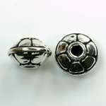 Metalized Plastic Engraved Bead - Saucer 16x10MM ANT SILVER