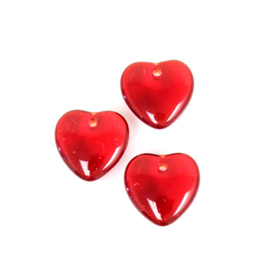 German Pressed Glass Pendant - Smooth Heart 10MM RUBY