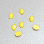 Plastic Flat Back Opaque Cabochon - Oval 08x6MM BRIGHT YELLOW