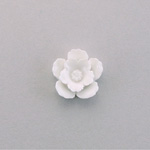 Plastic Carved No-Hole Flower - Round 14MM WHITE