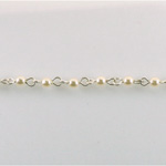 Linked Bead Chain Rosary Style with Glass Pearl Bead - Round 3MM WHITE-SILVER
