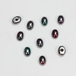 Glass Medium Dome Pearl Dipped Cabochon - Oval 06x4MM BLACK TAHITI