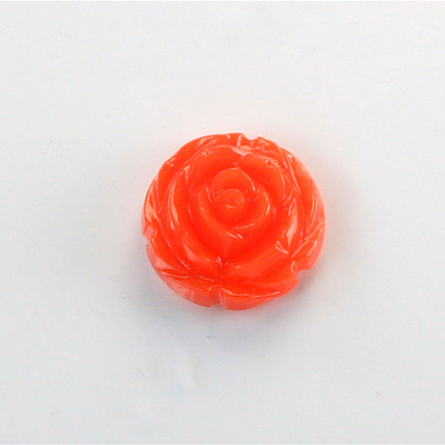Plastic Carved No-Hole Flower - Round 15MM ORANGE