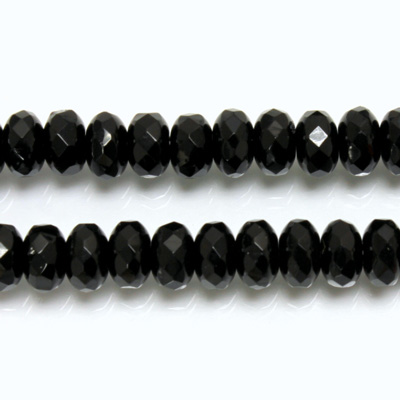 Czech Glass Fire Polish Bead - Rondelle Donut 07x4MM JET
