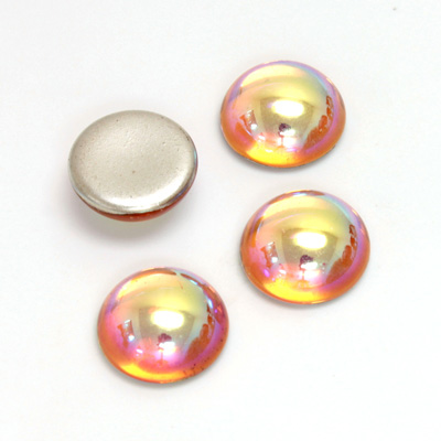 Glass Medium Dome Foiled Cabochon - Round 13MM ROSALINE AB