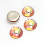 Glass Medium Dome Foiled Cabochon - Round 13MM ROSALINE AB