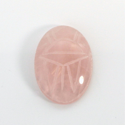 Gemstone Flat Back Carved Scarab 25x18MM ROSE QUARTZ