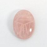 Gemstone Flat Back Carved Scarab 25x18MM ROSE QUARTZ