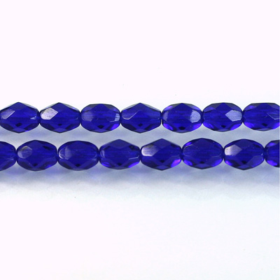 Czech Glass Fire Polish Bead - Oval 07x5MM COBALT