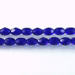 Czech Glass Fire Polish Bead - Oval 07x5MM COBALT