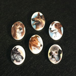 German Plastic Porcelain Decal Painting - Dogs Oval 18x13MM ON CHALKWHITE BASE