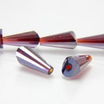 Chinese Cut Crystal Bead - Fancy Cone 12x6MM DARK RUBY LUMI COAT