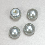 Glass High Dome Cabochon Pearl Dipped - Round 14MM LT BLUE