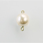 Czech Glass Pearl Bead with 2 Brass Loops - Round 12MM WHITE