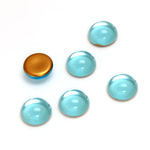 Glass Medium Dome Foiled Cabochon - Round 09MM AQUA