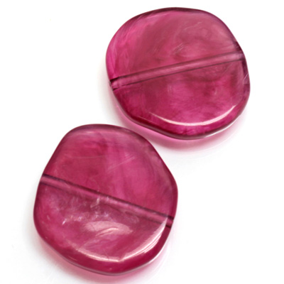 Plastic  Bead - Mixed Color Smooth Flat Abstract 25MM FUCHSIA QUARTZ