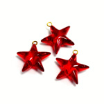 Plastic Pendant - Star with Brass Loop 13MM GARNET