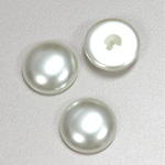Glass Medium Dome Pearl Dipped Cabochon - Round 18MM WHITE