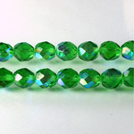 Czech Glass Fire Polish Bead - Round 08MM LT EMERALD AB
