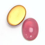 Glass Medium Dome Foiled Cabochon - Oval 25x18MM OPAL ROSE