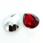 Plastic Point Back Foiled Stone - Pear 25x18MM RUBY