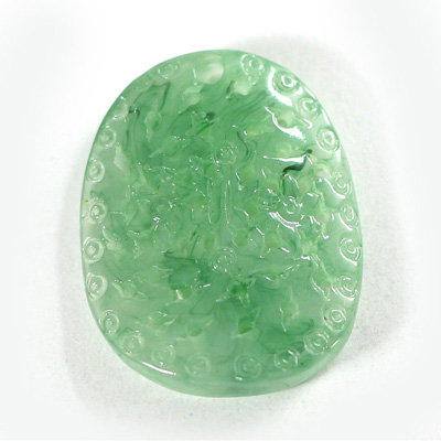 Plastic Oriental Carved Series Oval 37x3MM0MM JADE