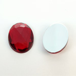 Plastic Flat Back Foiled Rauten Rose Rhinestone - Oval 25x18MM RUBY