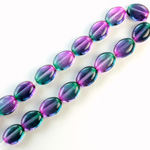 Czech Pressed Glass Bead - Flat Oval 08x6MM PURPLE-GREEN 69007