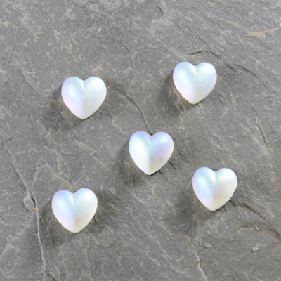 Glass Cabochon - Heart 08MM MATTE CRYSTAL AB Foiled
