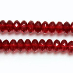 Czech Glass Fire Polish Bead - Rondelle Donut 07x4MM RUBY