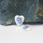 Japanese Glass Porcelain Decal Painting - Rose Heart 12x10MM WEDGEWOOD ON CHALKWHITE