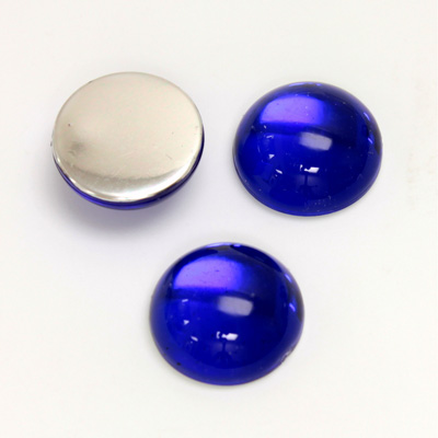 Plastic Flat Back Foiled Cabochon - Round 15MM SAPPHIRE