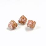 Preciosa Czech Pressed Glass 2-Hole Bead - Pyramid Studs 06x6MM PINK AGATE