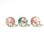 Czech Glass Lampwork Bead - Smooth Round 10MM Flower ON JONQUIL