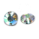 Asfour Crystal Flat Back Sew-On Stone - Round Chaton Cut 12MM CRYSTAL AB