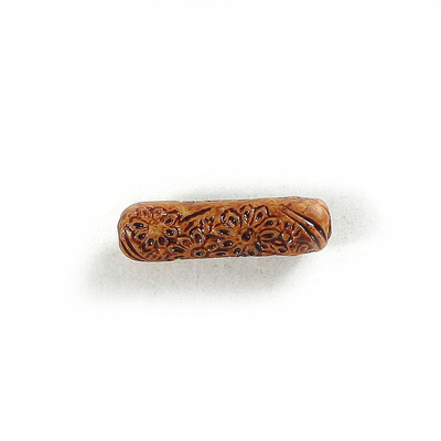 Plastic Engraved Bead - Tube 21x6MM INDOCHINE LIGHT BROWN