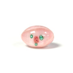 Czech Glass Lampwork Bead - Oval Smooth 20x12MM Flower PINK ON LT PINK (70016L)