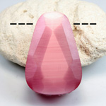 Fiber-Optic Faceted Pendant - Side Drilled Fancy 30x20MM CAT'S EYE LT PINK