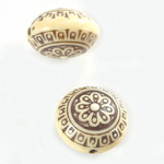 Plastic Engraved Bead - Round 20MM ANTIQUE IVORY