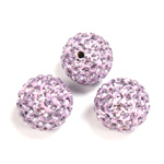 Rhinestone Bead Pave with 2.0MM Hole Metal Base Round 14MM LT PURPLE