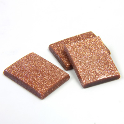 Man-made Gemstone Flat Back Single Bevel Buff Top -  Cushion 16x12MM BROWN GOLDSTONE