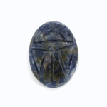 Gemstone Flat Back Carved Scarab 25x18MM SODALITE