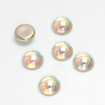 Glass Medium Dome Foiled Cabochon - Round 09MM CRYSTAL AB