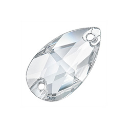 Preciosa Crystal Flat Back 2-Hole Sew-On Foiled Stone - Pear 28x17MM CRYSTAL