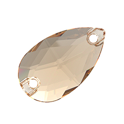 Preciosa Crystal Flat Back 2-Hole Sew-On Foiled Stone - Pear 28x17MM HONEY
