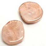 Plastic  Bead - Mixed Color Smooth Flat Abstract 25MM LT ROSE QUARTZ