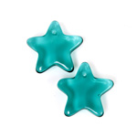 German Pressed Glass Pendant - Smooth Star 15MM EMERALD