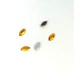 Plastic Flat Back Foiled Rose Cut Rhinestone - Navette 06x3MM TOPAZ